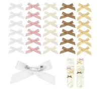 PATIKIL 30pcs Bow Charms for Socks,Ribbon Bow Brooch Safety Pins Mini Ribbon Bow Junk Socks Charms Brooch Pins for Shoes, Shirts, Hats, Jeans(White/Beige/Gold/Khaki/Pure Pink)