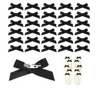 PATIKIL 30pcs Bow Charms for Socks,Ribbon Bow Brooch Safety Pins Mini Ribbon Bow Junk Socks Charms Brooch Pins for Shoes, Shirts, Hats, Jeans, Clothing Accessories Bulk(Black)