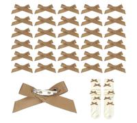 PATIKIL 30pcs Bow Charms for Socks,Ribbon Bow Brooch Safety Pins Mini Ribbon Bow Junk Socks Charms Brooch Pins for Shoes, Shirts, Hats, Jeans, Clothing Accessories Bulk(Khaki)