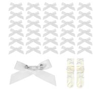 PATIKIL 30pcs Bow Charms for Socks,Ribbon Bow Brooch Safety Pins Mini Ribbon Bow Junk Socks Charms Brooch Pins for Shoes, Shirts, Hats, Jeans, Clothing Accessories Bulk(White)