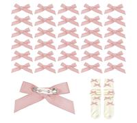 PATIKIL 30pcs Bow Charms for Socks,Ribbon Bow Brooch Safety Pins Mini Ribbon Bow Junk Socks Charms Brooch Pins for Shoes, Shirts, Hats, Jeans, Clothing Accessories Bulk(Pure Pink)