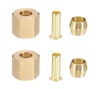 PATIKIL 30Pcs Brass Compression Fittings Assortment Kit, 1/4" Compression Sleeves Ferrules Inserts Nuts for Connecting Air, Fuel, Water, Oil and Inert Gases