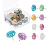 PATIKIL 30Pcs Diamond Push Pins, Glitter Rhinestone Decorative Thumb Tacks Shiny Push Pins for Cork Board Bulletin Board Photo Memo Wall Hangings, Multicolored