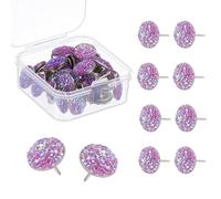 PATIKIL 30Pcs Diamond Push Pins, Glitter Rhinestone Decorative Thumb Tacks Shiny Push Pins for Cork Board Bulletin Board Photo Memo Wall Hangings, Purple