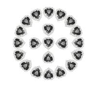 PATIKIL 30PCS Heart Rhinestones, Sew on Rhinestones Buttons Crystal Heart Nail Charm Embellishment Flatback Diamond for Sewing DIY Clothing Wedding, Black