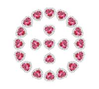 PATIKIL 30PCS Heart Rhinestones, Sew on Rhinestones Buttons Crystal Heart Nail Charm Embellishment Flatback Diamond for Sewing DIY Clothing Wedding, Dark Pink