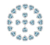 PATIKIL 30PCS Heart Rhinestones, Sew on Rhinestones Buttons Crystal Heart Nail Charm Embellishment Flatback Diamond for Sewing DIY Clothing Wedding, Light Blue