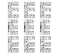 PATIKIL 30pcs Letter Charm, Rhinestone Letter Charm Crystal Alphabet Slide Wristbands Charm Pendant for Jewelry Making Leather Collar Necklace Bracelets Hair Clips, Silvery, E