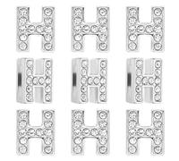 PATIKIL 30pcs Letter Charm, Rhinestone Letter Charm Crystal Alphabet Slide Wristbands Charm Pendant for Jewelry Making Leather Collar Necklace Bracelets Hair Clips, Silvery, H