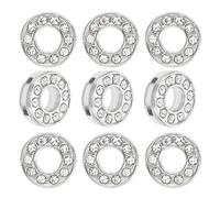 PATIKIL 30pcs Letter Charm, Rhinestone Letter Charm Crystal Alphabet Slide Wristbands Charm Pendant for Jewelry Making Leather Collar Necklace Bracelets Hair Clips, Silvery, O