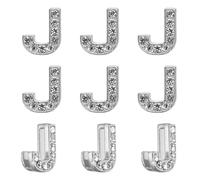 PATIKIL 30pcs Letter Charm, Rhinestone Letter J Charm Crystal Alphabet Slide Wristbands Pendant for Jewelry Making Leather Collar Necklace, Silvery, 14mm