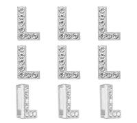 PATIKIL 30pcs Letter Charm, Rhinestone Letter l Charm Crystal Alphabet Slide Wristbands Pendant for Jewelry Making Leather Collar Necklace, Silvery, 14mm