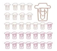 PATIKIL 30Pcs Paper Clip, Coffee Cup Shape Metal Paper Clip Rust-Proof Small Cute Lovely Decorative Bookmarks for Notebook Document Office Home Supplies, Rose Gold, Pink