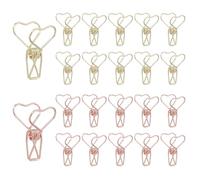 PATIKIL 30Pcs Paper Office Binder Clip, 1.2" Small Metal Wire Hollow Out Paper Clamps Heart Design Long Tail Binder Clips for Photo Clothes Hanging Office Home Food Package, Gold/Rose Gold
