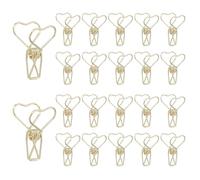 PATIKIL 30Pcs Paper Office Binder Clip, 1.2" Small Metal Wire Hollow Out Paper Clamps Heart Design Long Tail Binder Clips for Photo Clothes Hanging Office Home Food Package, Gold