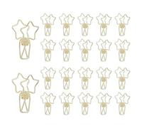 PATIKIL 30Pcs Paper Office Binder Clip, 1.2" Small Metal Wire Hollow Out Paper Clamps Pentagram Design Long Tail Binder Clips for Photo Clothes Hanging Office Home Food Package, Gold