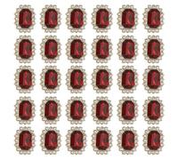 PATIKIL 30Pcs Rhinestone Embellishments, Handcraft Crystal Rhinestone Button Charms Gold Base Gems Dark Red Rhinestones for Crafting Clothing Jewelry Making