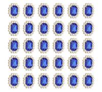 PATIKIL 30Pcs Rhinestone Embellishments, Handcraft Crystal Rhinestone Button Charms Gold Base Gems Dark Blue Rhinestones for Crafting Clothing Jewelry Making