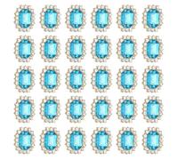 PATIKIL 30Pcs Rhinestone Embellishments, Handcraft Crystal Rhinestone Button Charms Gold Base Gems Dark Lake Blue Rhinestones for Crafting Clothing Jewelry Making