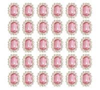 PATIKIL 30Pcs Rhinestone Embellishments, Handcraft Crystal Rhinestone Button Charms Gold Base Gems Light Pink Rhinestones for Crafting Clothing Jewelry Making