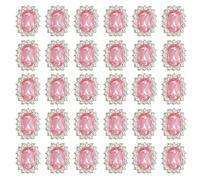 PATIKIL 30Pcs Rhinestone Embellishments, Handcraft Crystal Rhinestone Button Charms Silver Base Gems Light Pink Rhinestones for Crafting Clothing Jewelry Making