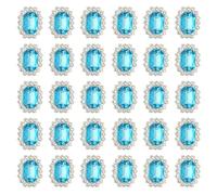 PATIKIL 30Pcs Rhinestone Embellishments, Handcraft Crystal Rhinestone Button Charms Silver Base Gems Blue Rhinestones for Crafting Clothing Jewelry Making