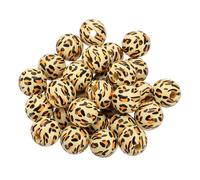 PATIKIL 30PCS Wooden Beads, 16mm Leopard Print Wood Beads Bulk DIY Loose Spacer Beads Round with Hole for Pen Making Keychain Crafts Bracelets Necklace, Colorful