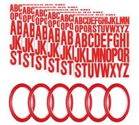 PATIKIL 312Pcs 2+1" Red Letter Stickers with 6 Roll 1/8" 164ft Whiteboard Tape, Self Adhesive Waterproof Alphabet Stickers Pinstripe Tape for Mailbox Scrapbook Sign, Style2, Red Black