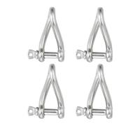 PATIKIL 316 Stainless Steel Twist Shackle 3/16" 5mm, 4 Pack 264 Lbs Load Screw Pin Shackles for Traction Steel Wire Ropes Marine Handling Accessories