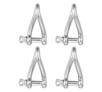 PATIKIL 316 Stainless Steel Twist Shackle 5/16" 8mm, 4 Pack 661 Lbs Load Screw Pin Shackles for Traction Steel Wire Ropes Marine Handling Accessories