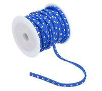 PATIKIL 32.8ft Studded Faux Suede Cord Rope for Jewelry Making, 5mm Micro Fibre Flat Leather Lace Beading String Ribbon with Rivets, Blue Golden
