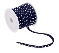 PATIKIL 32.8ft Studded Faux Suede Cord Rope for Jewelry Making, 5mm Micro Fibre Flat Leather Lace Beading String Ribbon with Rivets, Navy Blue Silver