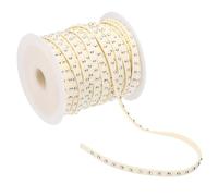 PATIKIL 32.8ft Studded Faux Suede Cord Rope for Jewelry Making, 5mm Micro Fibre Flat Leather Lace Beading String Ribbon with Rivets, Beige Silver