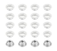 PATIKIL 32 mm Circular Soffit Vent, 20 Pcs Stainless Steel Round Mesh Hole Air Vents Dual Panel Round Mesh Hole Louver for Kitchen Wardrobes Shoe Sundry Cabinet Bathroom, Silver