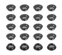 PATIKIL 32 mm Circular Soffit Vent, 20 Pcs Stainless Steel Round Mesh Hole Air Vents Dual Panel Round Mesh Hole Louver for Kitchen Wardrobes Shoe Sundry Cabinets Bathroom, Black