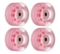 PATIKIL 32 x 58mm Roller Skate Wheels with Bearings, 4 Pack 82A Quad Skate Replacement for Double Row Skate Skateboard Indoor or Outdoor, Shine Pink