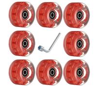 PATIKIL 32 x 58mm Roller Skate Wheels with Bearings, 8 Pack Light Up Wheel Quad Skate Replacement for Double Row Skating Skateboard, Red Light