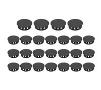 PATIKIL 32mm/1-1/4" Plastic Hole Plugs, 25 Pcs Flush Type Round Plug Snap in Locking Screw Hole Covers Insert End Caps for Furniture Cabinet Kitchen Door Shelves, Black