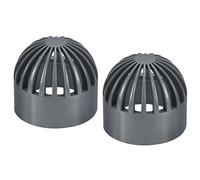 PATIKIL 32mm ID Atrium Drain Grate Cover, 2 Pack Round Outdoor UPVC Sewer Drain Pipe Fitting Adapter for Drainage System, Gray