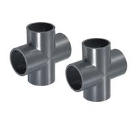 PATIKIL 32mm PVC Pipe Fittings, 2 Pack 4 Way Tee Shape Water Tubing Cross Joint Connectors Adapters for Garden Irrigation Home Aquarium