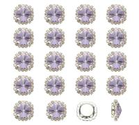 PATIKIL 32Pcs Rhinestone Buttons, Flatback Sew on Rhinestones with Crystals Glass Metal Base Claw Gems for Crafts Clothes Shoes Hats Bags, Crystal Purple