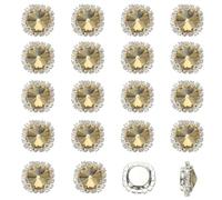 PATIKIL 32Pcs Rhinestone Buttons, Flatback Sew on Rhinestones with Crystals Glass Metal Base Claw Gems for Crafts Clothes Shoes Hats Bags, Coffee