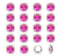 PATIKIL 32Pcs Rhinestone Buttons, Flatback Sew on Rhinestones with Crystals Glass Metal Base Claw Gems for Crafts Clothes Shoes Hats Bags, Rose Red