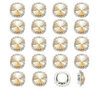 PATIKIL 32Pcs Rhinestone Buttons, Flatback Sew on Rhinestones with Crystals Glass Metal Base Claw Gems for Crafts Clothes Shoes Hats Bags, Champagne