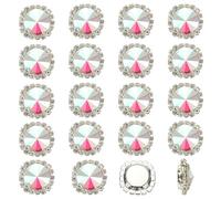 PATIKIL 32Pcs Rhinestone Buttons, Flatback Sew on Rhinestones with Crystals Glass Metal Base Claw Gems for Crafts Clothes Shoes Hats Bags, Ab Color