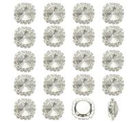 PATIKIL 32Pcs Rhinestone Buttons, Flatback Sew on Rhinestones with Crystals Glass Metal Base Claw Gems for Crafts Clothes Shoes Hats Bags, White