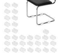 PATIKIL 32pcs U Chair Leg Caps, 10mm U Shaped Chair Leg Floor Protectors Chair Foot Rectangle Tips Covers Pads Slide Smoothly for Hardwood Floors, White