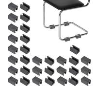 PATIKIL 32pcs U Chair Leg Caps, 11mm U Shaped Chair Leg Floor Protectors Chair Foot Rectangle Chair Leg Tips Covers Pads Slide Smoothly for Hardwood Floors, Black