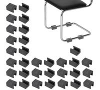 PATIKIL 32pcs U Chair Leg Caps, 12mm U Shaped Chair Leg Floor Protectors Chair Foot Rectangle Chair Leg Tips Covers Pads Slide Smoothly for Hardwood Floors, Black