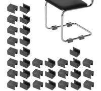 PATIKIL 32pcs U Chair Leg Caps, 15mm U Shaped Chair Leg Floor Protectors Chair Foot Rectangle Chair Leg Tips Covers Pads Slide Smoothly for Hardwood Floors, Black
